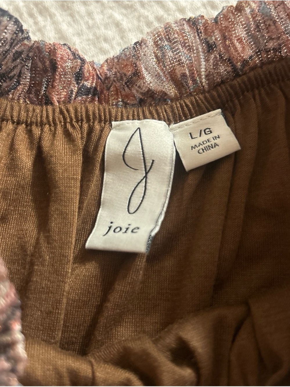 Joie Metallic Brown Pleated Long-Sleeve Top - Picture 2 of 4